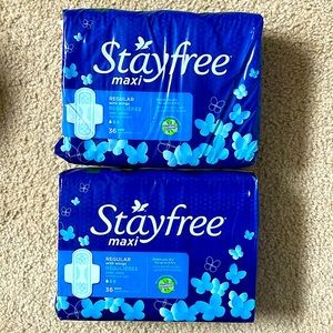NEW 2 packs of Stayfree Regular Pads with Wings